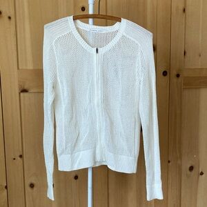 Athleta Cream Zip Up Open Knit Cardigan